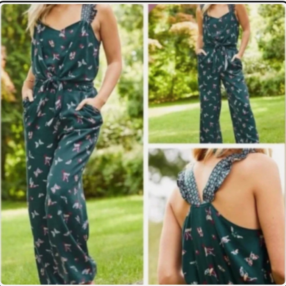 NWT Matilda Jane Evergreen Dream Front Tie Jumpsuit Size XL